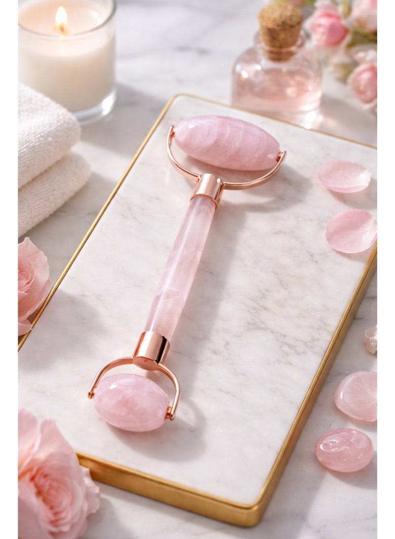 Rossmann Rose Quartz Face Roller (100% Rose Quartz) – Cooling Facial Massage Tool - Image 4